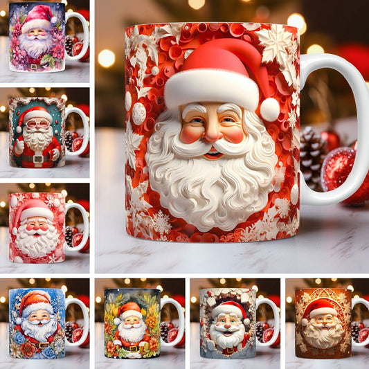 3D Christmas Ceramic Mug Unique Design Snowman Santa Coffee Cup Tea Milk Mug Christmas Gifts For Kids Adults Kitchen Gadgets