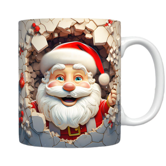 3D Christmas Ceramic Mug Unique Design Snowman Santa Coffee Cup Tea Milk Mug Christmas Gifts For Kids Adults Kitchen Gadgets