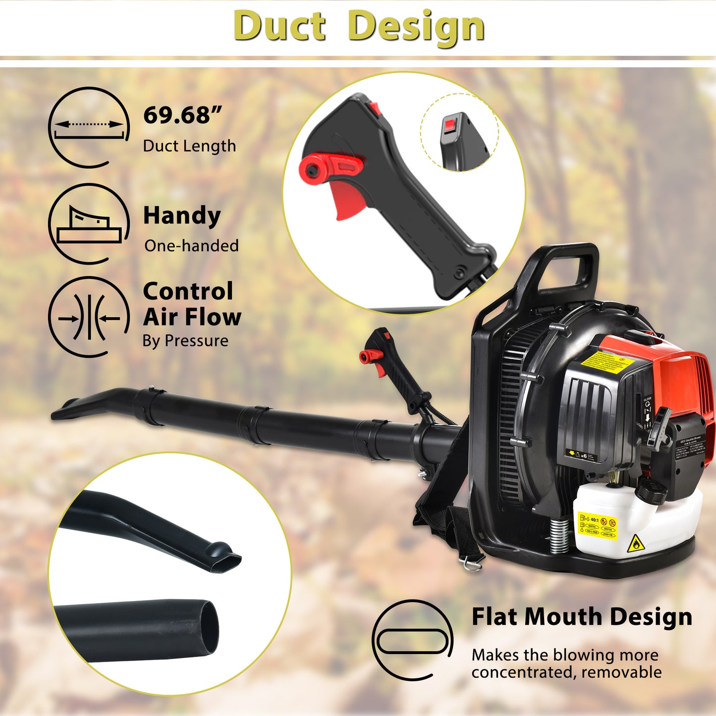 2 Stroke Commercial Backpack Leaf Blower Gas Powered Grass Lawn Blowing Machine